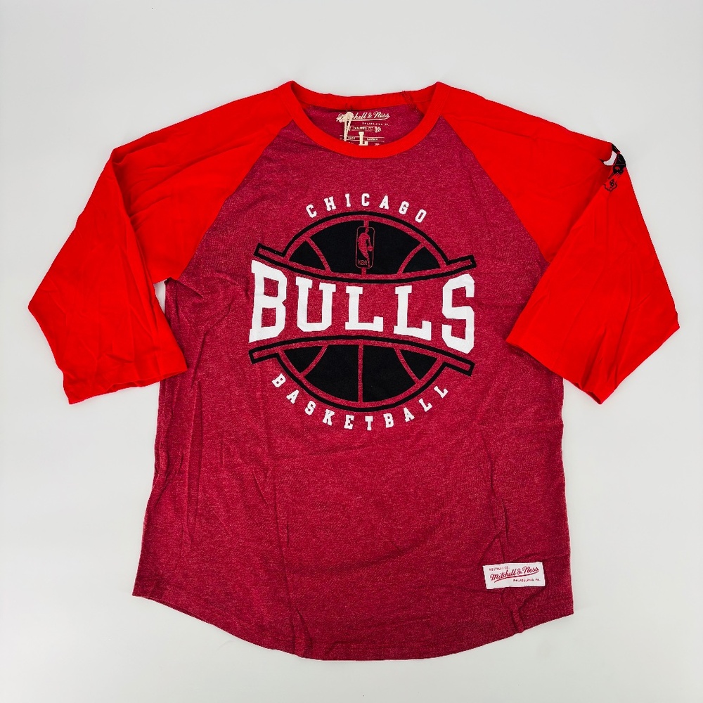 New Mitchell & Ness Chicago Bulls Men's 3/4 Sleeve Shirt Size: L